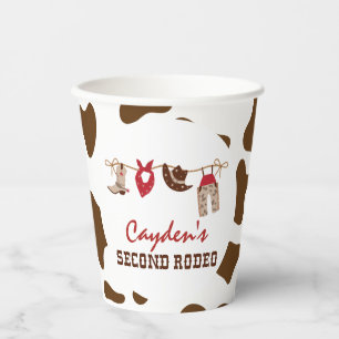 Second Rodeo Western Cowboy 2nd Birthday Paper Cups