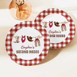 Second Rodeo Western Cowboy 2nd Birthday Paper Plates
