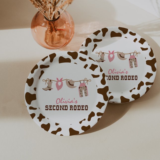 Second Rodeo Western Cowboy 2nd Birthday Paper Plates (Creator Uploaded)
