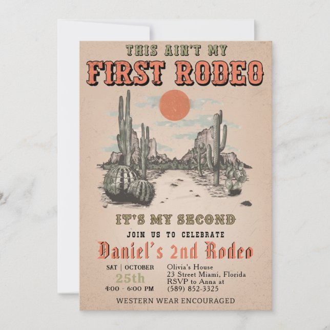 Second Rodeo Western Cowboy Ain't My First Rodeo Invitation (Front)