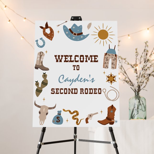 Second Rodeo Western Cowboy Welcome Sign (In Situ (Stand))