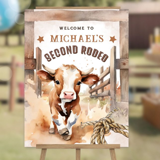 Second RODEO | Wild West Bull Cowboy 2nd Birthday  Foam Board (Creator Uploaded)