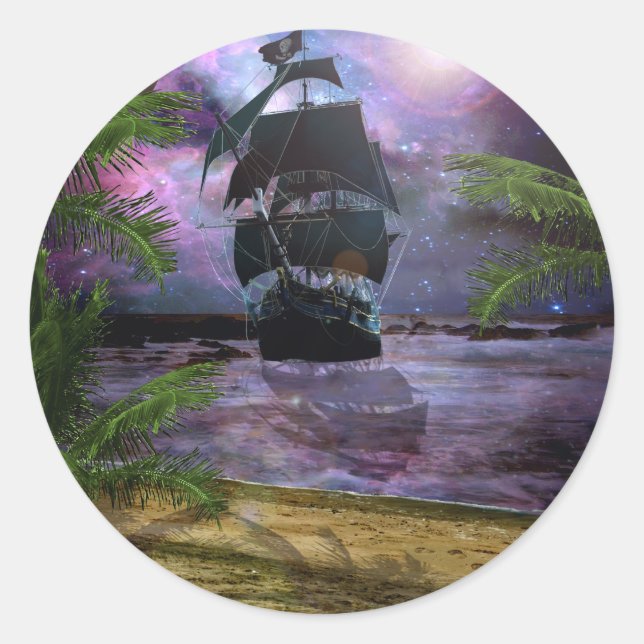 Second star to the right classic round sticker (Front)