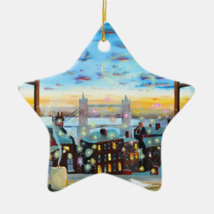 Second star to the right. Peter Pan inspired art Ceramic Ornament
