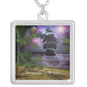 Second Star to the right Silver Plated Necklace