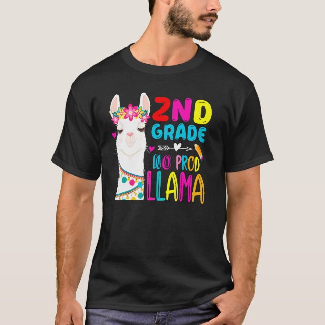 Second Team 2nd Grade Teacher Rainbow No Prob Llam T-Shirt (Front)