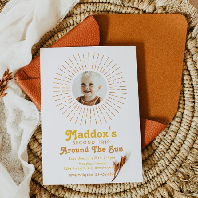 Second Trip Around The Sun Invitation | Boho (Creator Uploaded)