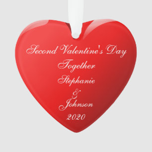 Second Valentine's Day Together Names Heart Red Ornament