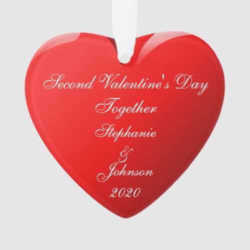 Second Valentines Day Together Names Heart Red Ornament