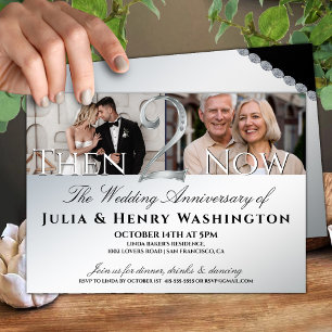 Second Wedding Anniversary Silver Then Now Invitation