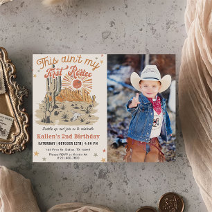 Second Western Cowboy Birthday Photo Invitation