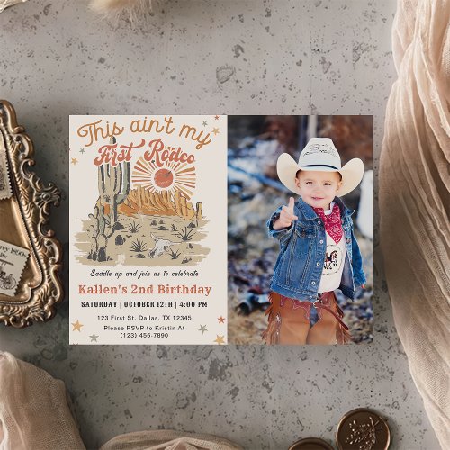 Second Western Cowboy Birthday Photo Invitation