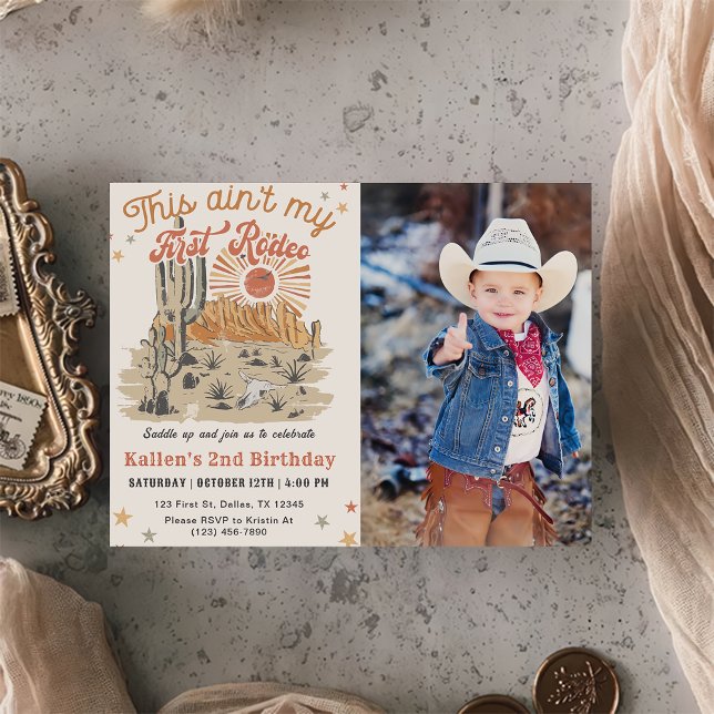 Second Western Cowboy Birthday Photo Invitation (Creator Uploaded)