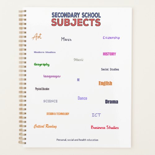 Secondary School Subjects Planner