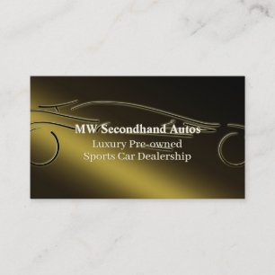 Secondhand Autos, luxury gold sports car logo Business Card