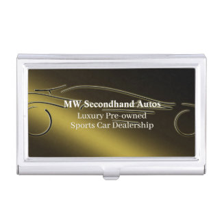 Secondhand Autos, luxury gold sports car logo Business Card Case