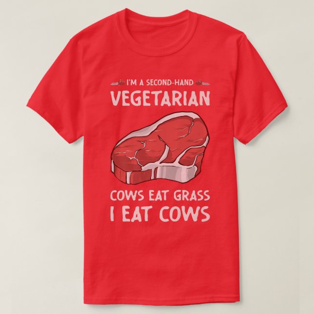 Secondhand Vegetarian Funny BBQ Grilling T-Shirt (Design Front)