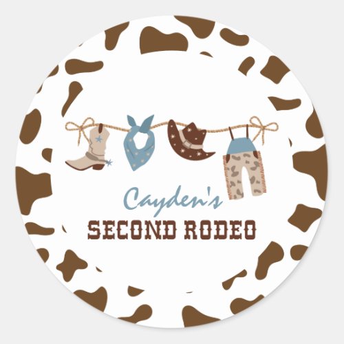 SecondRodeo Western Cowboy 2nd Birthday Classic Round Sticker