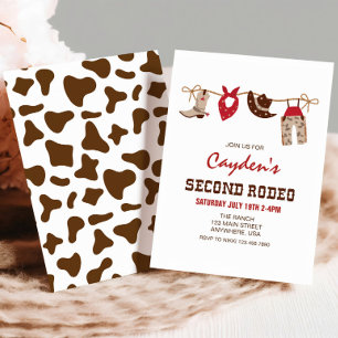 SecondRodeo Western Cowboy 2nd Birthday Invitation