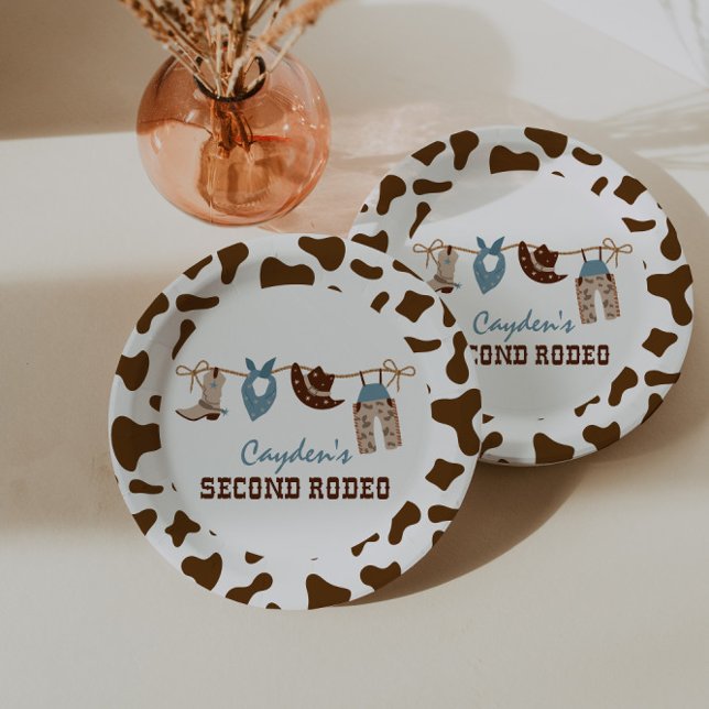 SecondRodeo Western Cowboy 2nd Birthday Paper Plat Plates (Creator Uploaded)