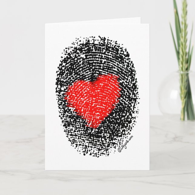 Secret Admirer Heart Fingerprint Love Card (Front)