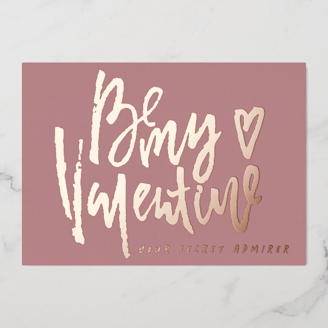 SECRET ADMIRER MODERN VALENTINES DAY BLUSH PINK FOIL HOLIDAY CARD (Front)