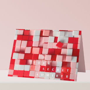 secret admirer red white blocks valentine's 2024 card