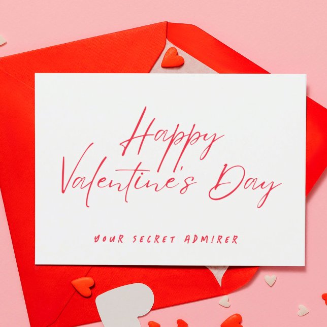 SECRET ADMIRER RED WHTE MODERN CUSTOM VALENTINES  CARD (Creator Uploaded)