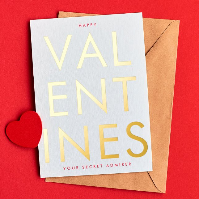 Secret Admirer WHITE RED FUN HAPPY GOLD Foil Invitation (Creator Uploaded)