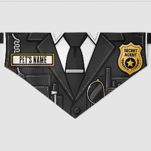 Secret Agent Custom Halloween Costume Pet Bandana Collar