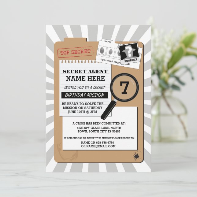 Detective Party Backdrop Banner - Top Secret Spy Theme Party Decorations