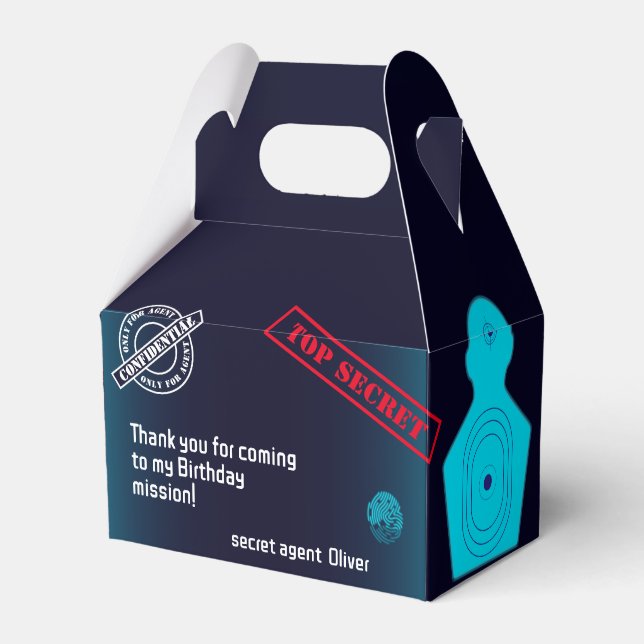 Secret agent Detective Spy Mystery Party Favor Boxes (Front Side)