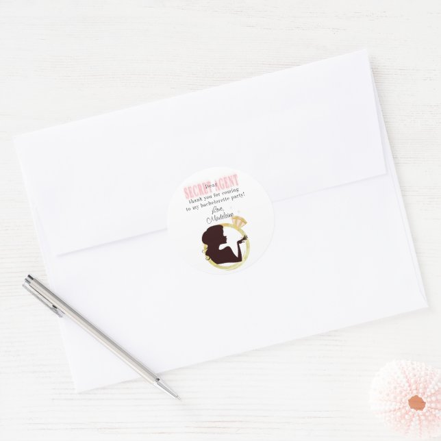 Secret Agent License Party Bachelorette Itinerary Classic Round Sticker (Envelope)