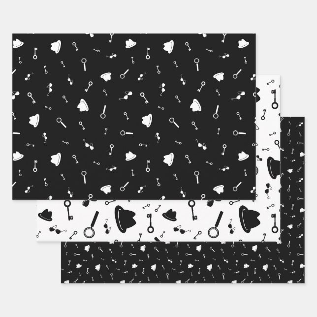 Secret Agent party Wrapping Paper Sheets (Set)
