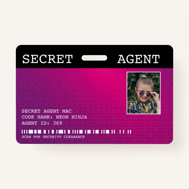 Secret Agent Spy Badge - PINK (Front)