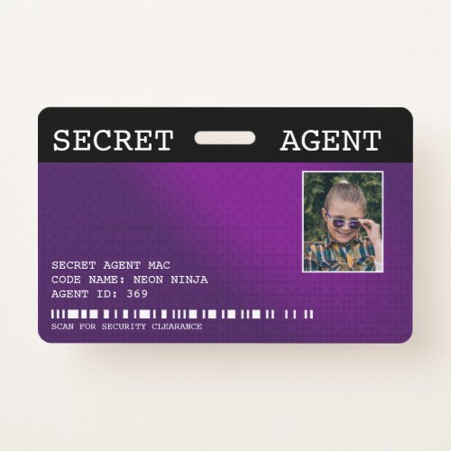 Secret Agent Spy Badge _ PURPLE
