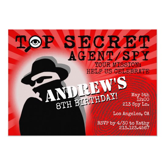 Secret Agent Spy Birthday Party Invitation | Zazzle.com