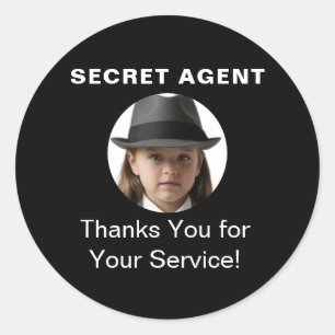 Secret Agent Spy Party identity badge Classic Round Sticker