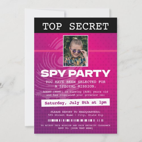 Secret Agent Spy Party Invitation