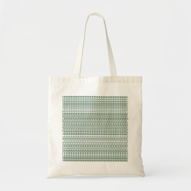Secret Alphabet Pattern, Personalized Text Green Tote Bag (Front)