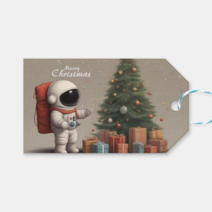 Secret Astronaut Santa Gifts under Christmas Tree Gift Tags