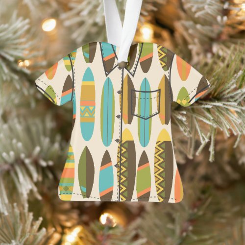 Secret Beach Hawaiian Surfboards Aloha Shirt-Cream Ornament