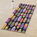 Secret Beach Hawaiian Surfboards - Black and Pink Yoga Mat<br><div class="desc">Black ground with Fandango Pink, Dahlia Purple, Kelp Forest Green, Citrus Gold, and Lime Punch colorway. Brightly colored graphic surfboards create this modernistic mid-century modern design. Named after the Secret Beach in Kauai this design is great for that "secret" beach house. This design comes in several colorways. This reverses to...</div>