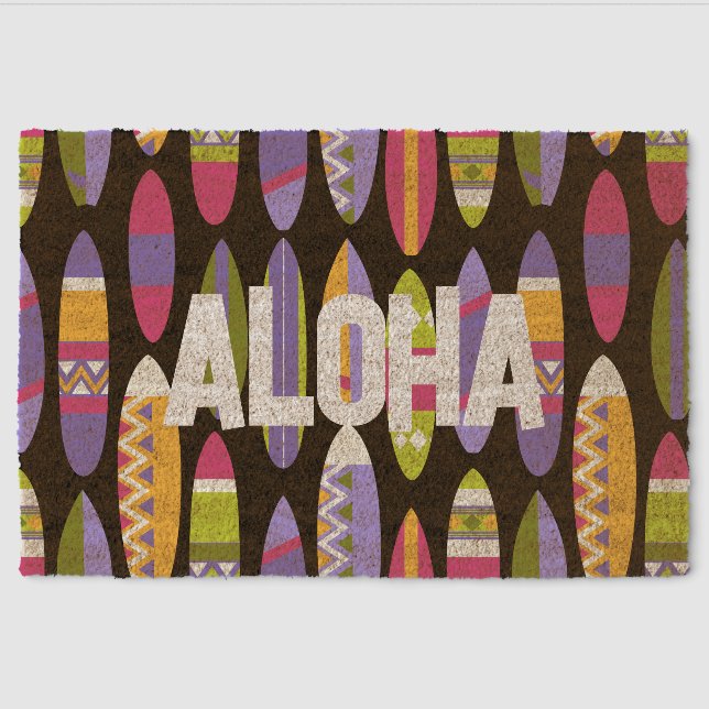 Secret Beach Hawaiian Surfboards- Black Fiber Doormat (Front)