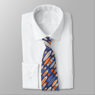 Secret Beach Hawaiian Surfboards - Blue and Orange Neck Tie