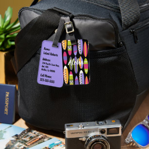 Secret Beach Hawaiian Surfboards - Lilac Luggage Tag