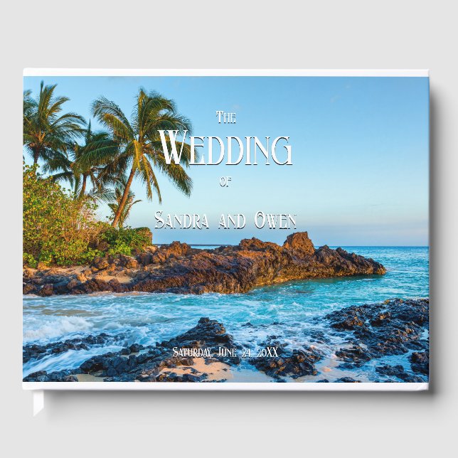 Secret Beach Maui, Tropical, Paradise, Wedding Guest Book (Front)
