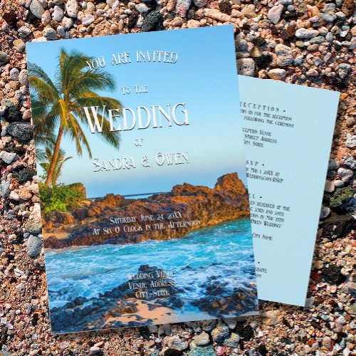 Secret Beach Maui Tropical Paradise Wedding Invitation