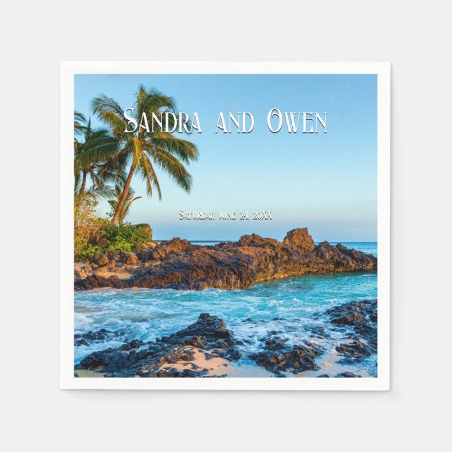 Secret Beach Maui, Tropical, Paradise, Wedding Napkins (Front)