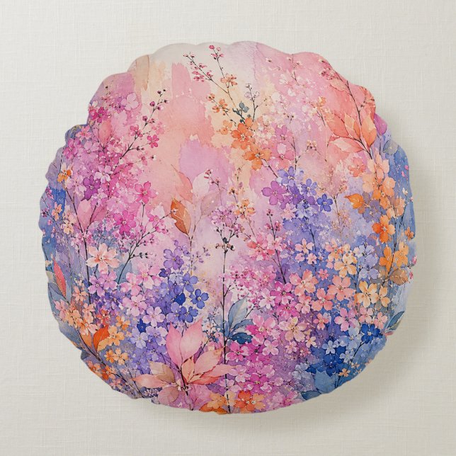 Secret Blossom Symphony Round Pillow (Front)